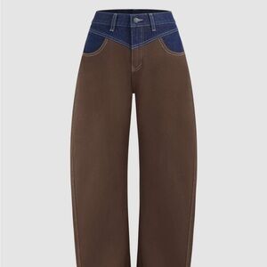 CIDER DENIM MIDDLE WAIST SOLID PATCHED STRAIGHT LEG JEANS